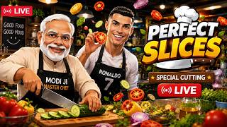 🔴 PERFECT SLICES LIVE! 😱✂️ | Modi Ji & Ronaldo Cartoon Cooking Challenge 🔥 screenshot 1