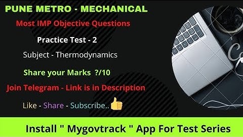 Pune Metro SC/TO/TC & JE - Mechanical - Most IMP Questions - Thermodynamics - 2