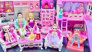 12 Minutes Satisfying With Unboxing Pink Princess House And Kitchen Play Set Asmrreview Toys