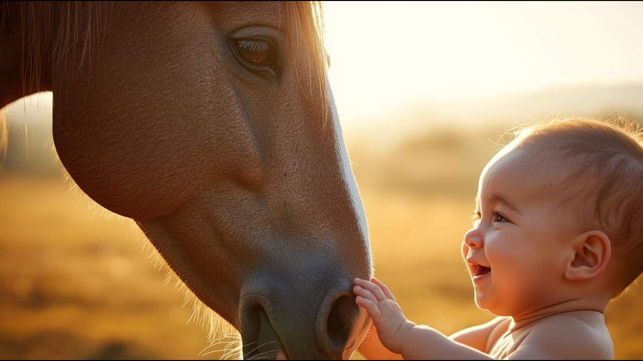 Милые лошадки впервые знакомятся с жеребятами 🐴👶 | Трогательное видео с жеребенком