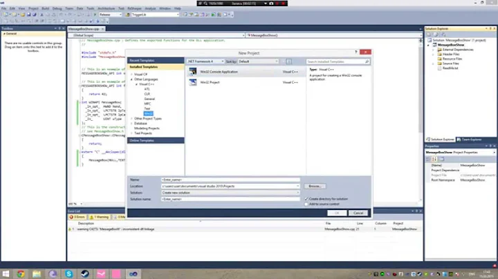 C++ DLL Export to C#, example with messagebox