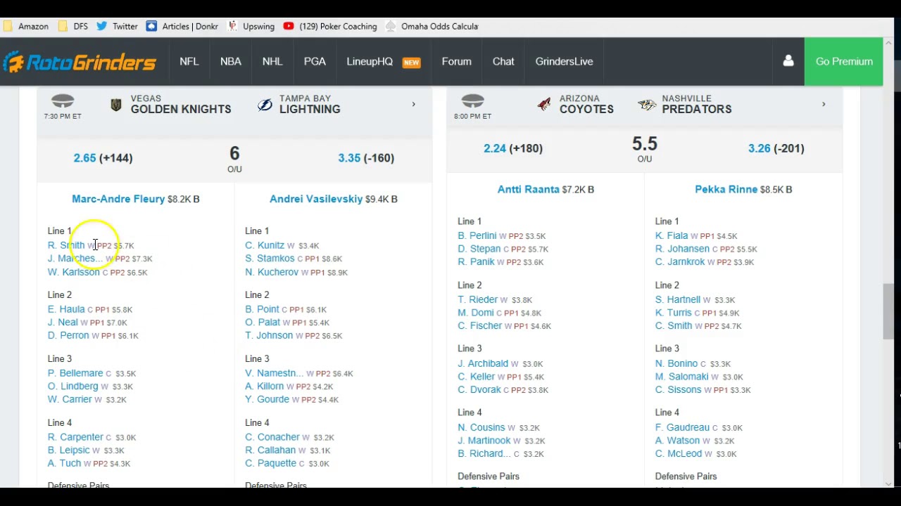 DFS NHL Value Stacks Advice Strategy for Fanduel Hockey