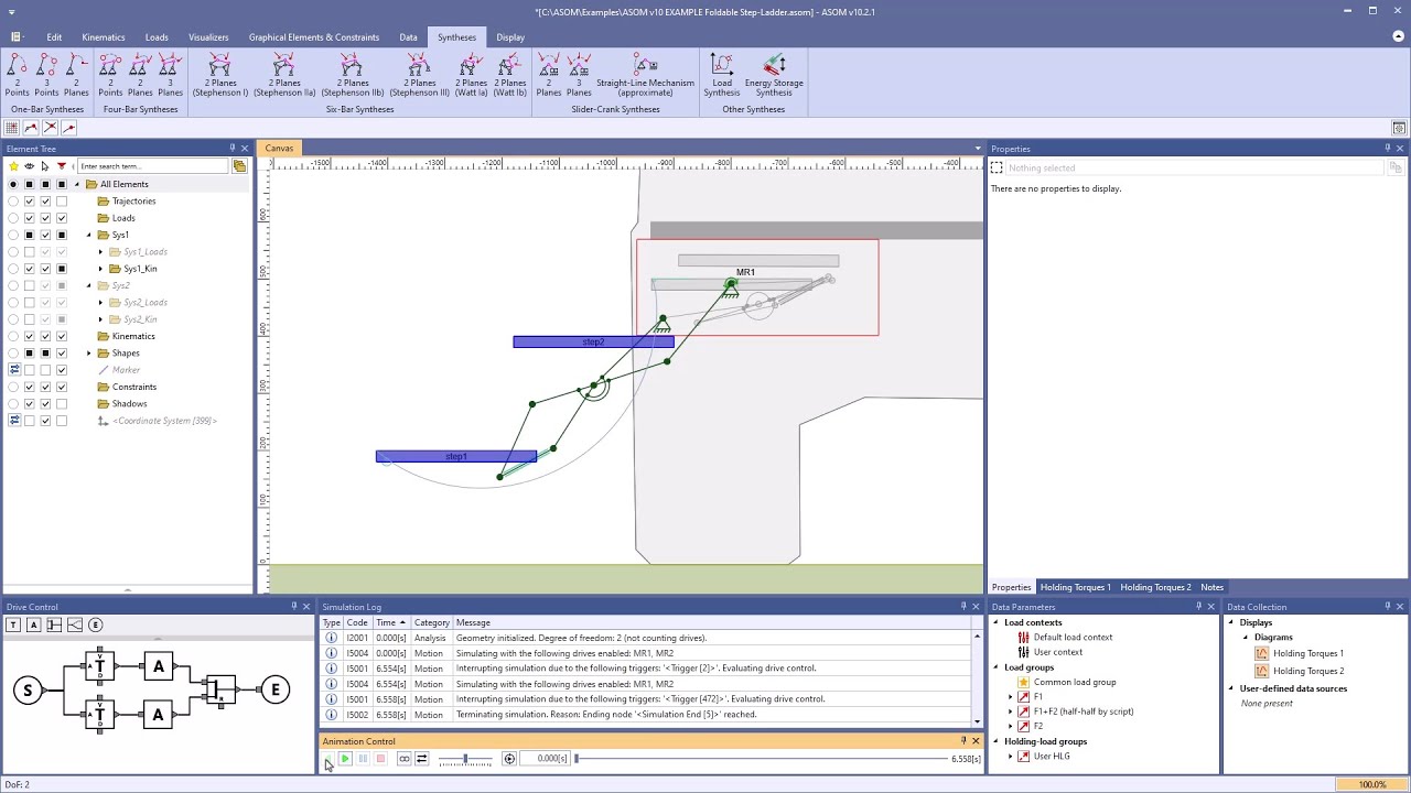 Foldable step ladder for a mobile home with ASOM v10