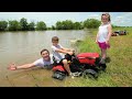 Saving our tractor from the deep water after storm | Tractors for kids