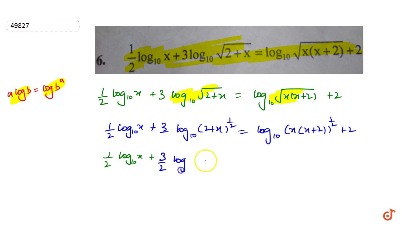 1 2log 10 X 3log 10sqrt 2 x log 10sqrt x x 2 2 YouTube 1-2log-10-x-3log-10sqrt-2-x-log-10sqrt-x-x-2-2-youtube