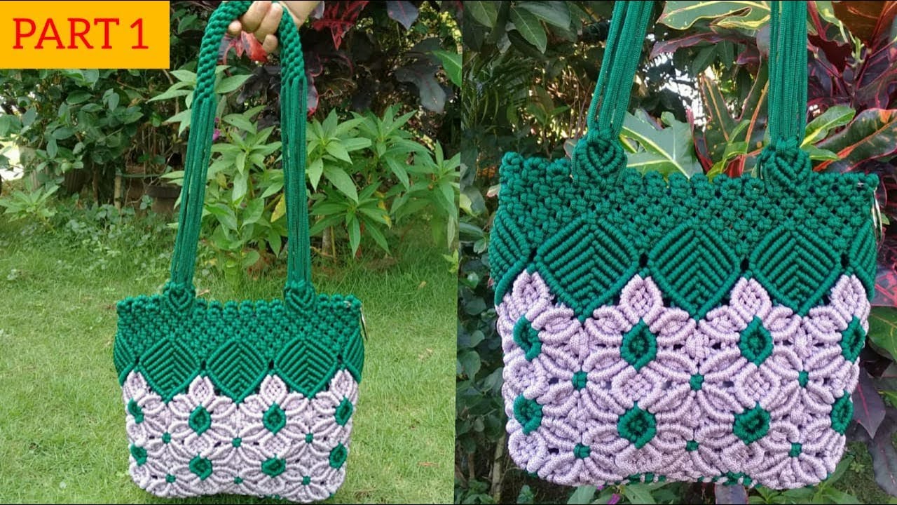 macrame flowers and leafs bag new design Part 1. [ENG SUB] - YouTube