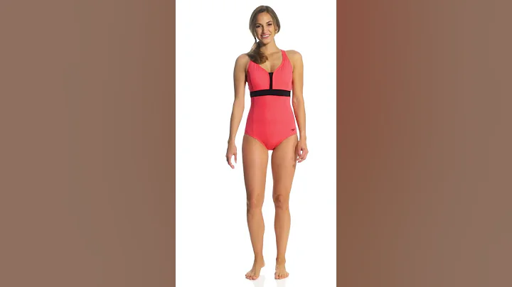Speedo Color Blocked Cross Back One Piece | SwimOutlet.com