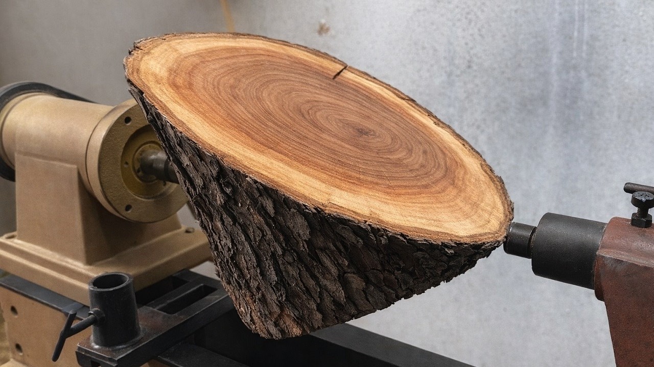 The carpenter created this beautiful bowl from a piece of wood.