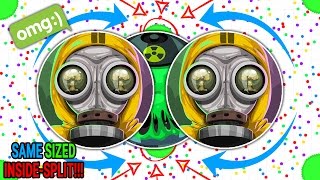 Agar.io - *BIGGEST* EXACT SAME SIZED -" INSIDE "- AUTO SPLIT EVER!!! DESTROYING TEAMS SOLO IN AGARIO