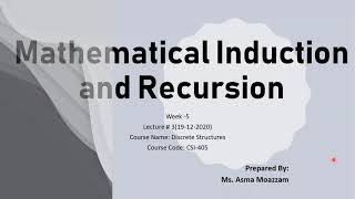 Mathematical Induction and Recursion in Discrete Structures with Solved Examples- In Urdu