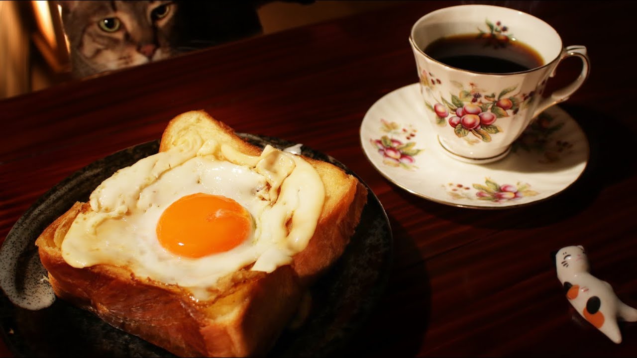 【ジブリ飯】ラピュタパンと無印のコーヒー｜深夜の猫食堂・朝食 #1｜Laputa Toast & MUJI Coffee at Dawn