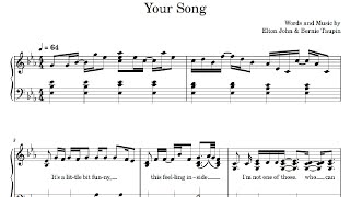 Your Song (Elton John)  Piano Tutorial