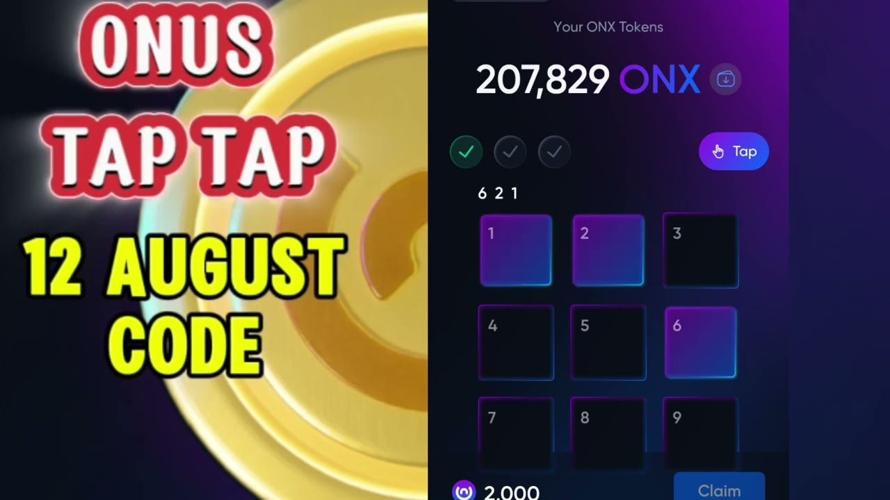 Onus Tap Tap 12 August Daily Code Today 
