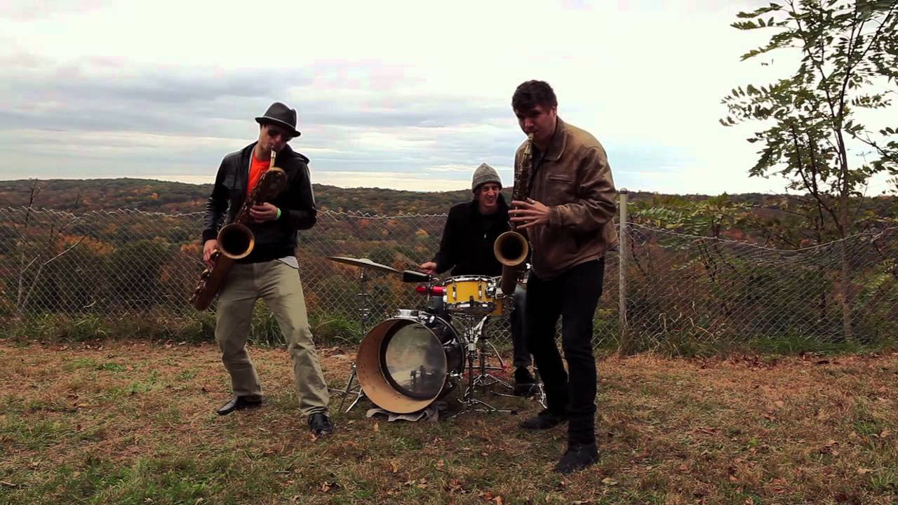 Moon Hooch playing Bari 3 on a hill