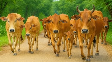 Aktivitas Mengiring Sapi Lembu Lucu Menuju Ke Kandang Peternakan Hewan Ternak sapi - Suara sapi moo
