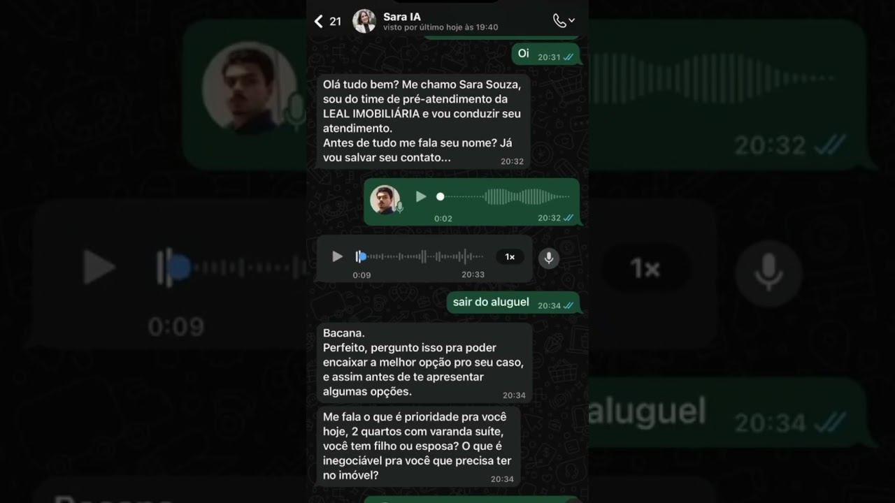 Sara.AI em ação atendendo um lead