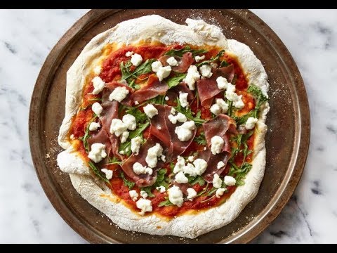 Prosciutto, Chevre, and Arugula Pizza