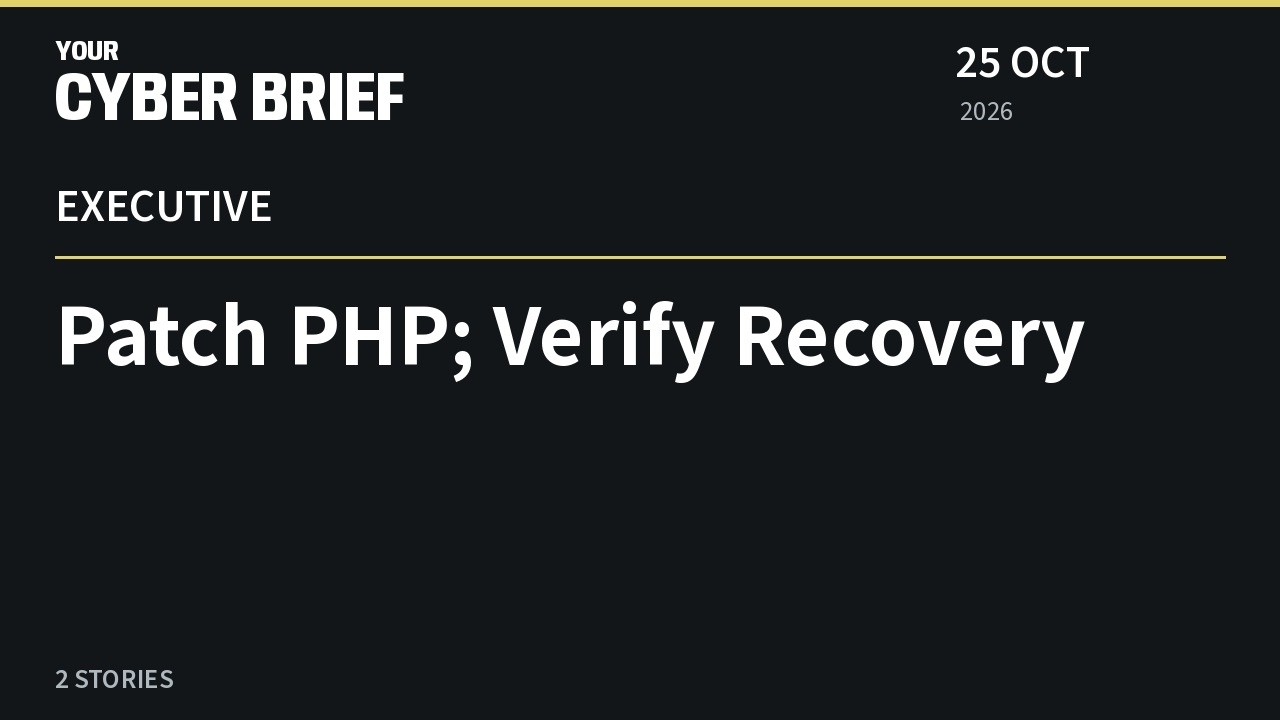 PHP Patch Priority and Railway Recovery — Executive Briefing, 2026-10-25
