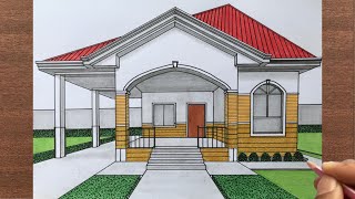 How to Draw a House in 1 Point Perspective