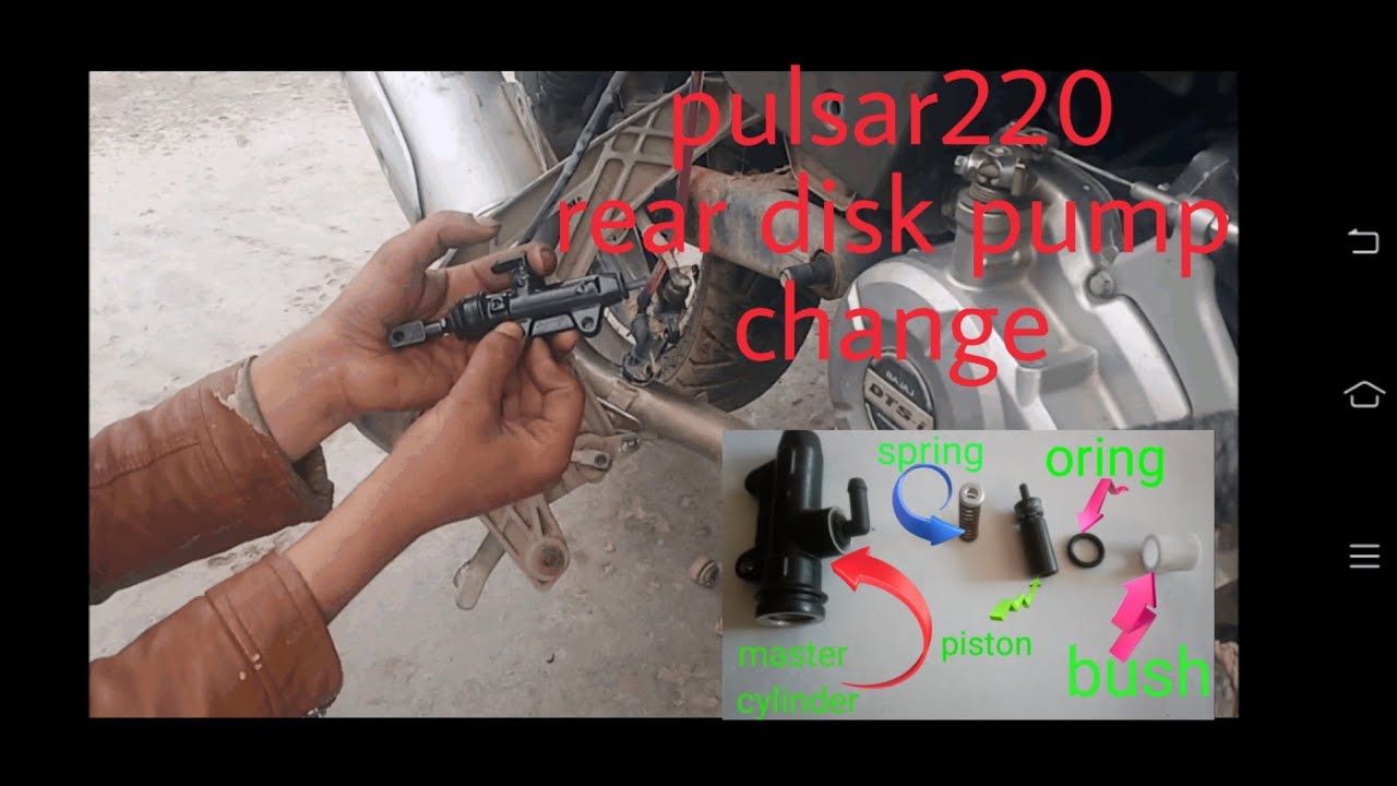 bajaj pulsar 220 rear master cylinder disk pump replace YouTube