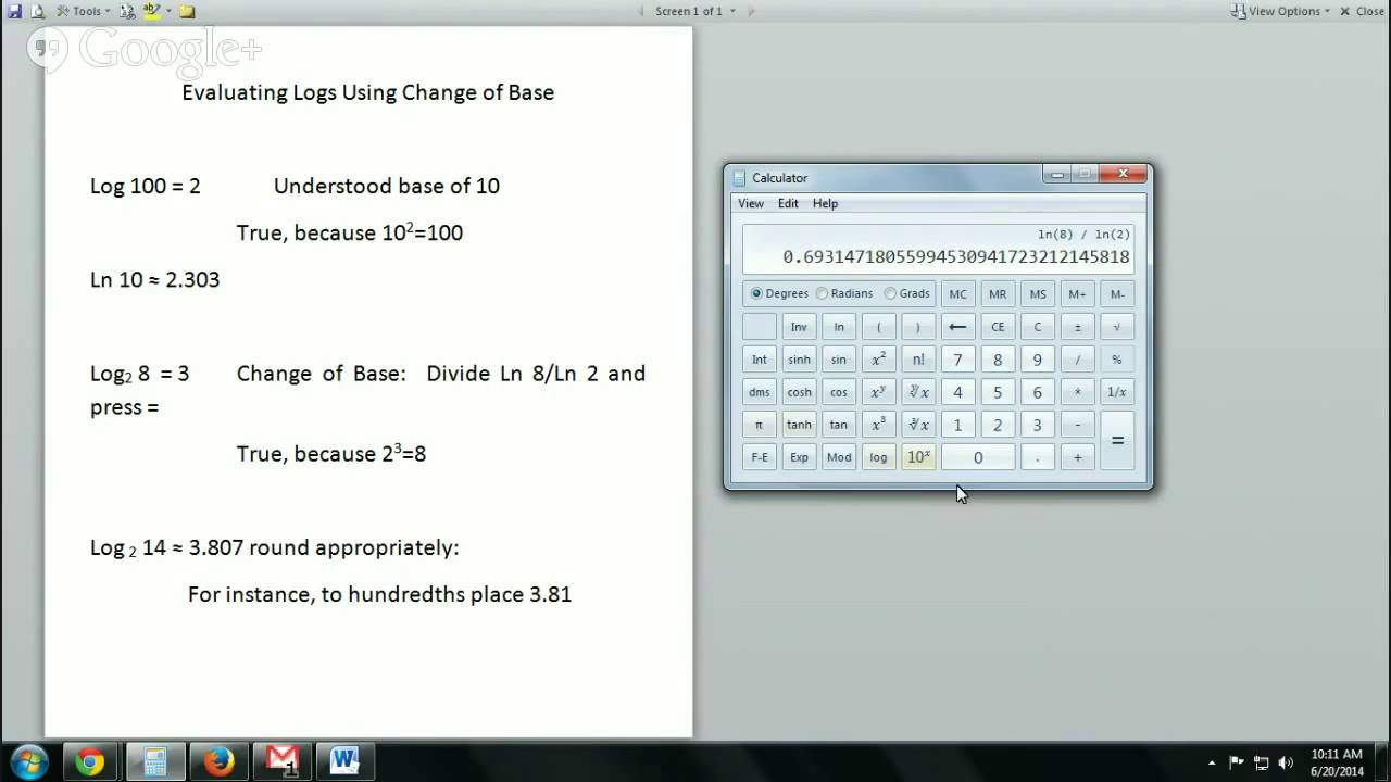 Change of Base on Computer's Calculator YouTube