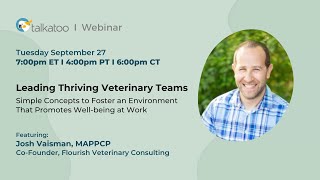 WEBINAR: Leading Thriving Veterinary Teams