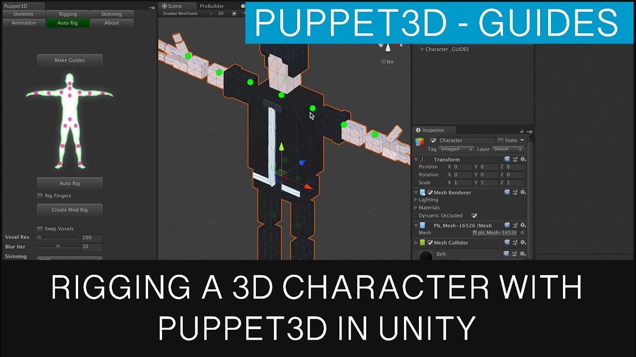 Puppet3D Setting up guides for a low poly character in Unity3d - YouTube