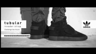 adidas tubular invader strap black on feet