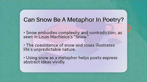 Can Snow Be A Metaphor In Poetry? - Tales And Texts