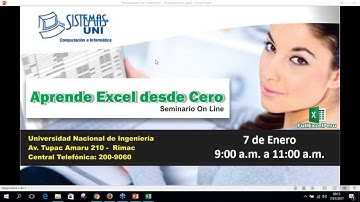SISTEMAS UNI - SEMINARIO ON LINE: EXCEL BÁSICO 2016