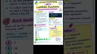 Lambda Functions in Python 🐍 | The 1-Line Trick Every Python Developer Should Know! | Day 8 #Shorts