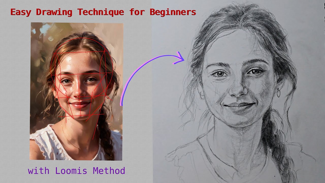 How to draw a face with loomis method. step by step drawing tutorial.