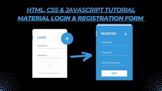 Master web design: Material Login &amp; Registration Form with HTML, CSS, JavaScript | Interactive forms