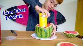 ThắnG Tê Tê Làm Theo Video TikTok Cắt Dưa Hấu Bằng Ống Snack