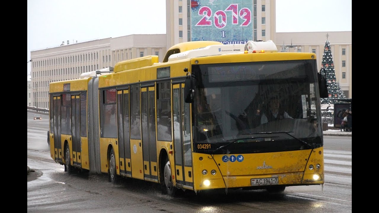 Автобус Минска МАЗ-215, гос.№ АС 1941-7, марш.100 (06.01.2019) - YouTube