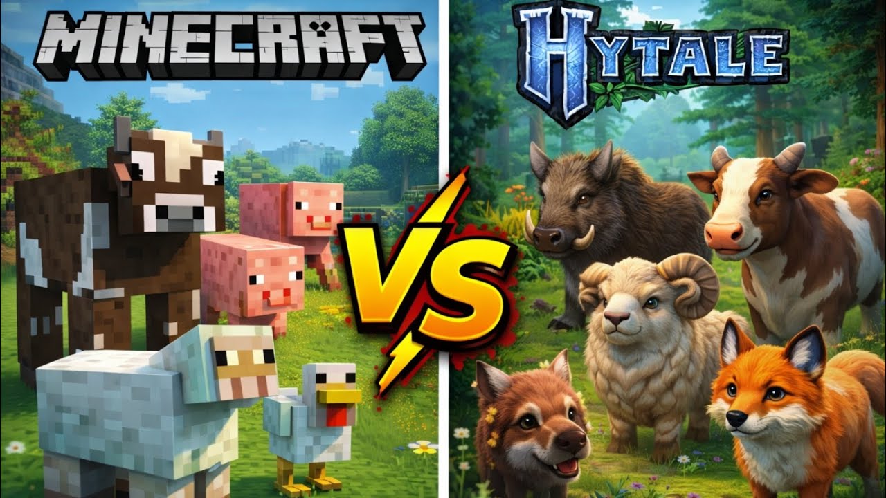 WHO IS BEST ANIMAL MOBS | MINECRAFT V/S HYTALE 