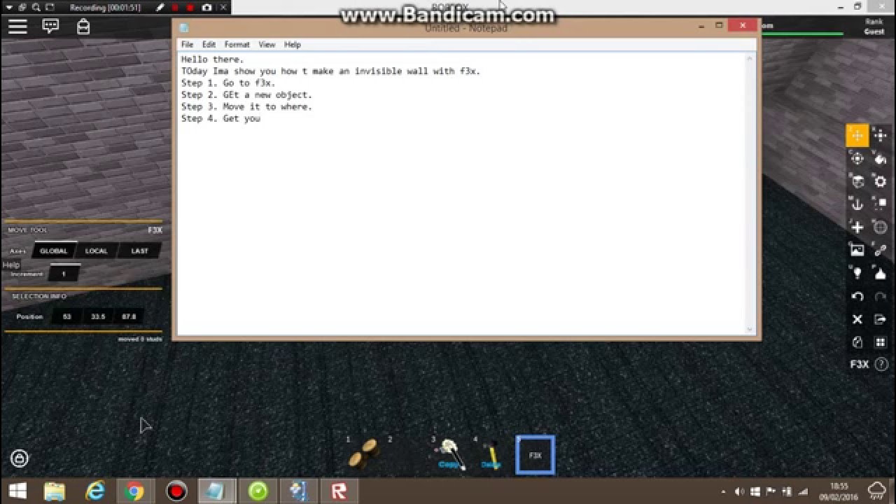 Roblox How To Make An Invisible Wall Youtube - how to make a transparent wall w f3x tools roblox youtube