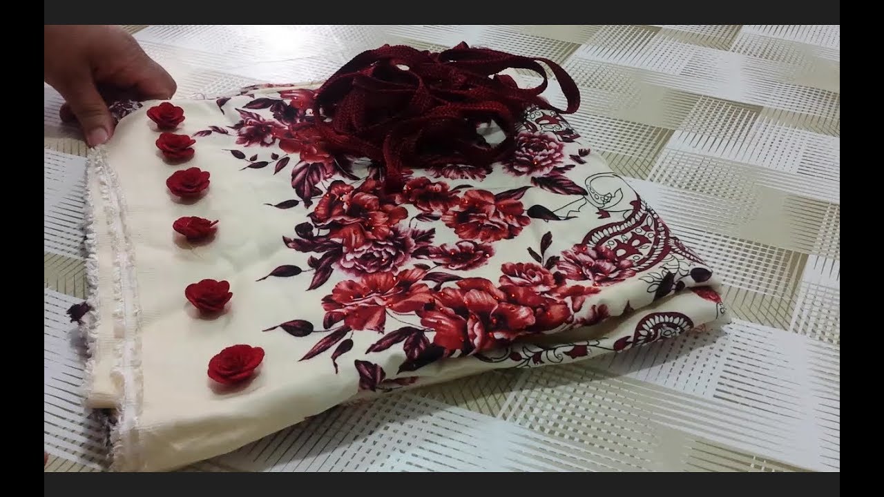 تفصيل وخياطة قندورة دار صيفية للعيد/ للمناسبة/ بقالون وورود قمة فالروعة جزء 1