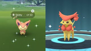 Catching New Shiny Skitty In Pokemon Go! Shiny Delcatty Evolution! Hoenn Throwback Event!