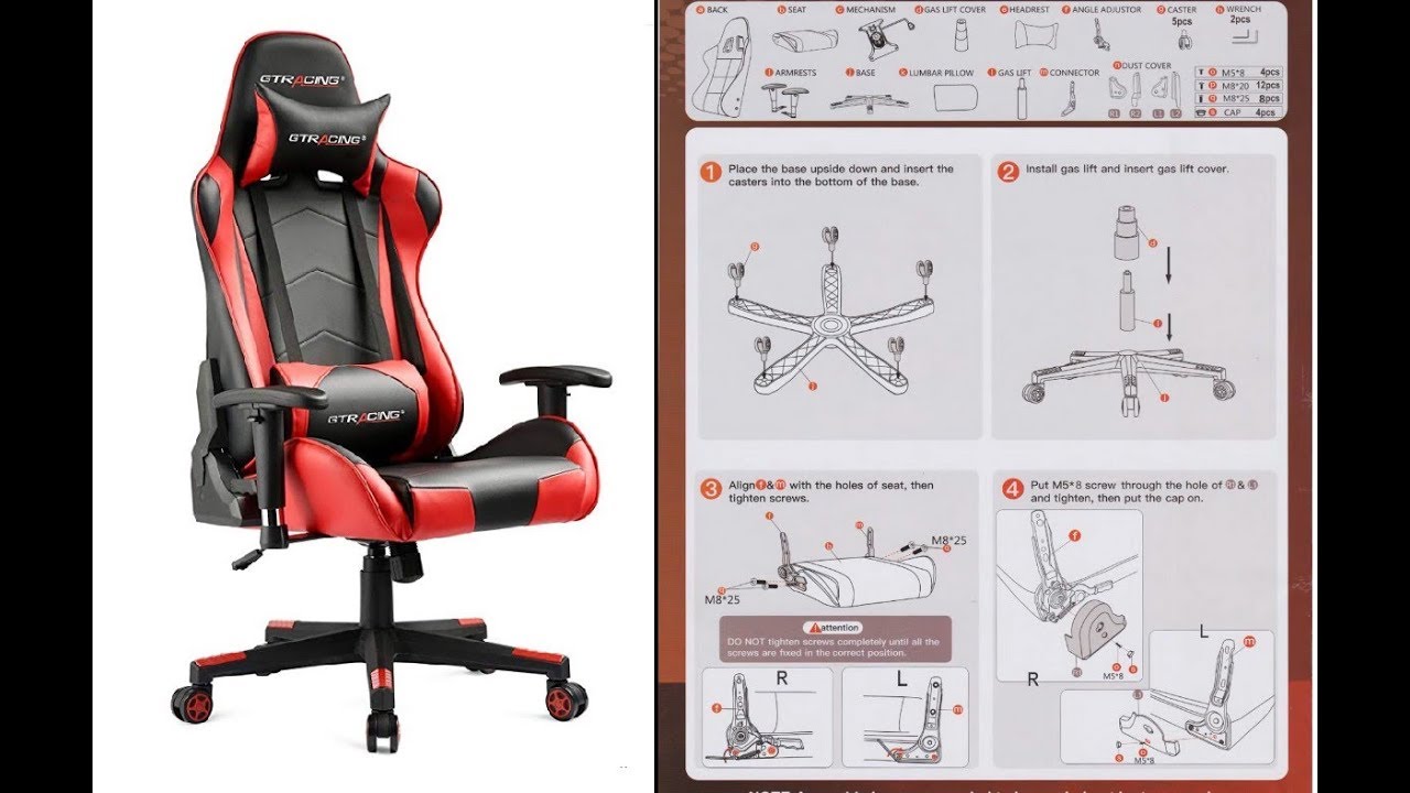 Gtracing Gaming Chair Racing Assembly Instructions Pdf Manual Youtube