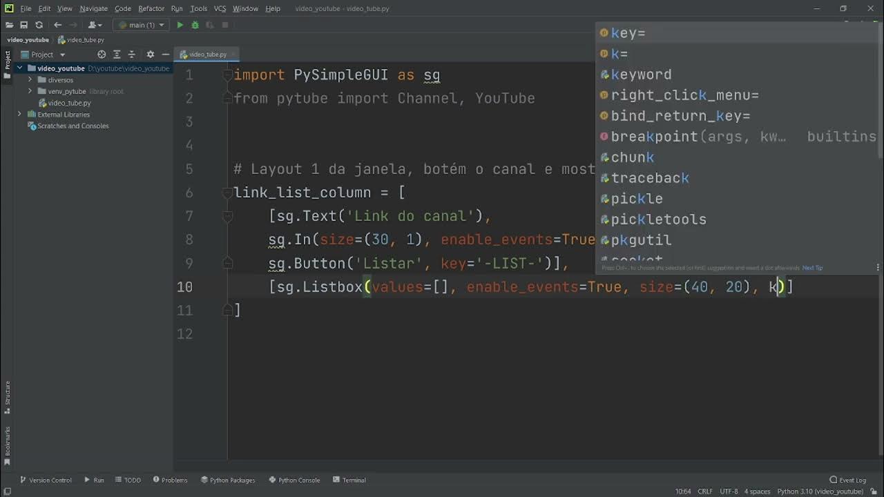 217 - Criando um aplicativo para acessar o YouTube com PySimpleGUI e ...