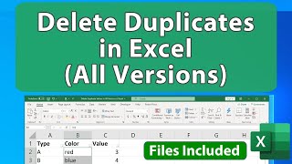 How to remove duplicate values in excel, for any version - this
includes a macro that quickly removes duplicates from the selected
column.excel file: https:/...