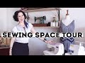 TOUR OF MY NEW (TEMPORARY) SEWING SPACE! And what a dressmaker takes on a working month away!