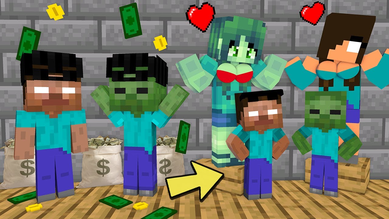 Robbers Herobrine and Zombie became Rich - Minecraft Animation