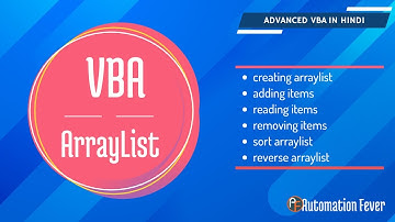 Array List | Advanced VBA in Hindi
