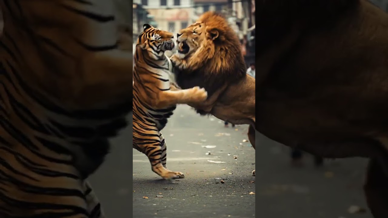 Tiger and lion most amazing fighting 