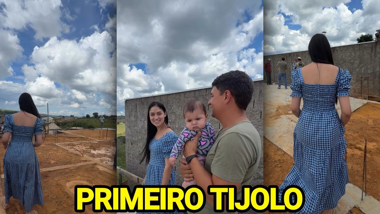 ANA VITÓRIA SE EMOCIONA AO VER O PRIMEIRO TIJOLO SENDO COLOCADO E AS PAREDES SENDO LEVANTADAS 