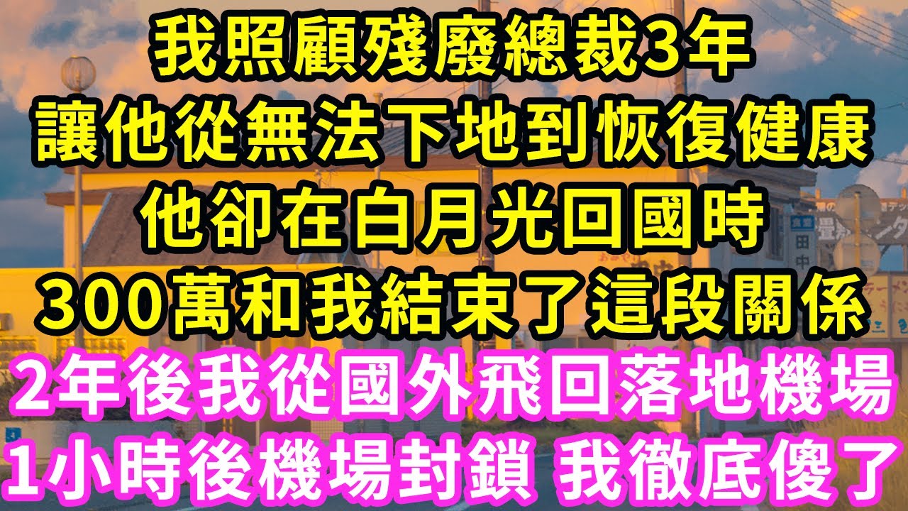 我照顧殘廢總裁3年，讓他從無法下地到恢復健康，他卻在白月光回國時，300萬和我結束了這段關係，2年後我從國外飛回落地機場，1小時後機場封鎖 我徹底傻了#甜寵#灰姑娘#霸道總裁#愛情#婚姻#小嫻說故事