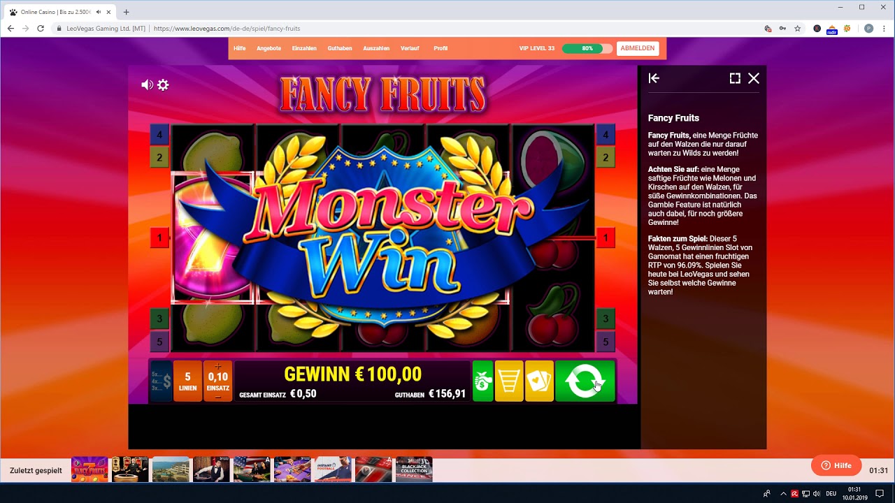 Fancy Fruits Gamomat Slot mit Monster Win 200x Einsatz - YouTube