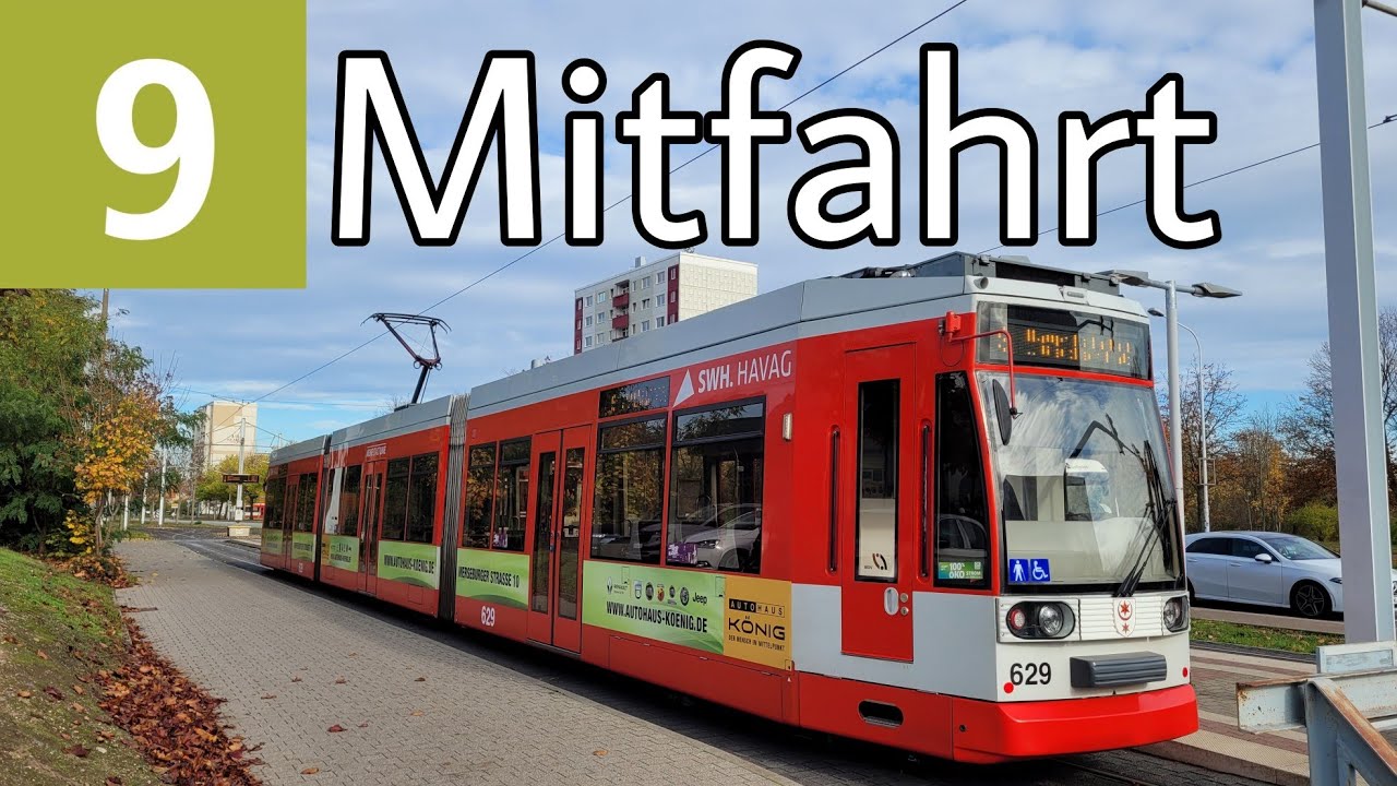 Straßenbahn Halle (Saale) | Mitfahrt | MGT6D | Linie 9 | Göttinger Bogen - Hauptbahnhof